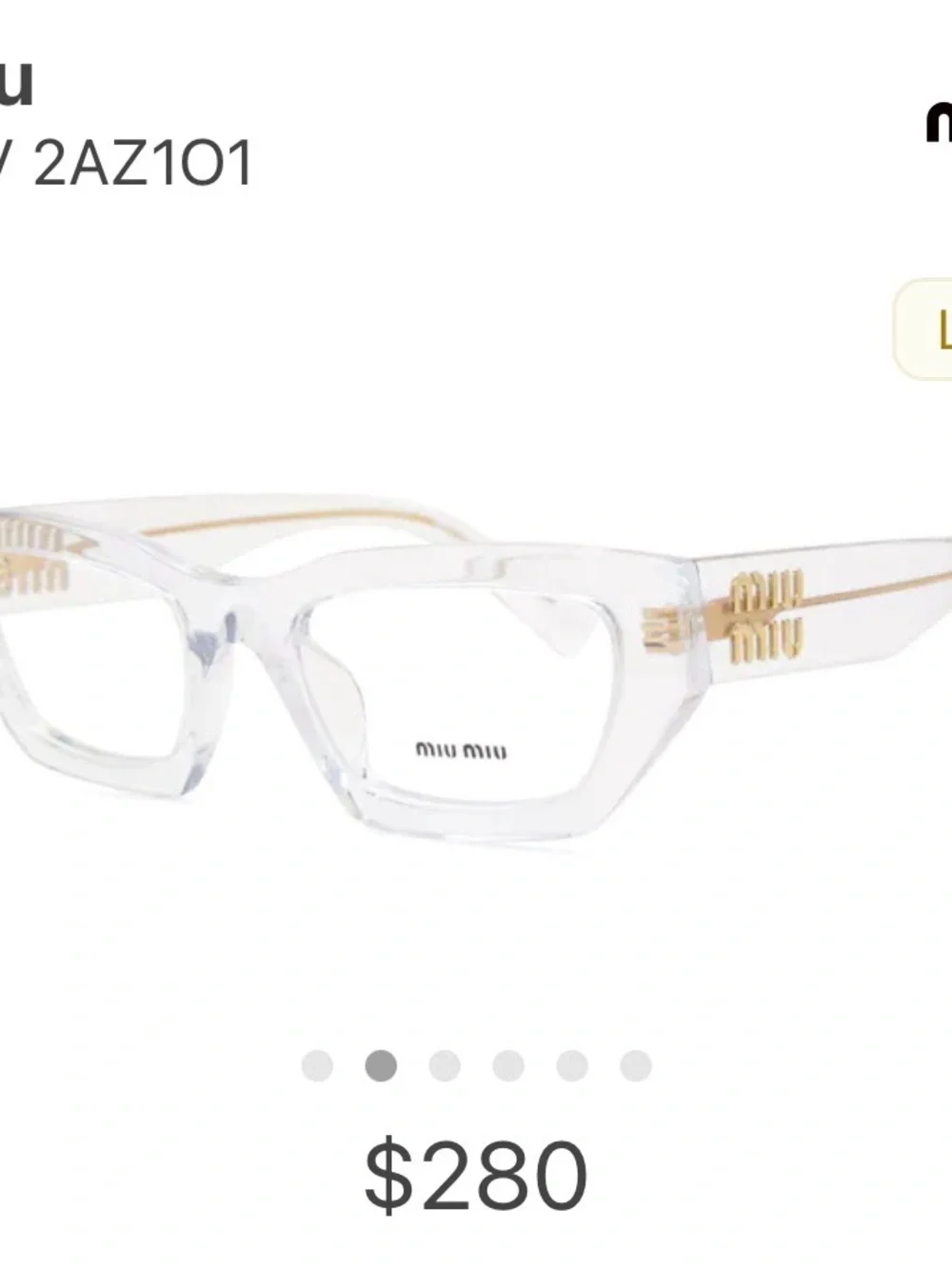 Miu Miu Clear Frame Sunglasses with Pink Velvet Case